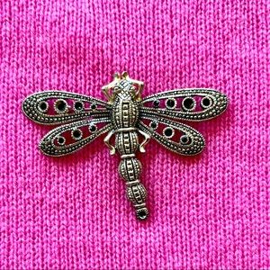 Vintage Silver Plate Dragonfly Brooch